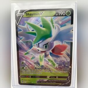 Pokemon Shaymin V Green, White, Red Holographic Card